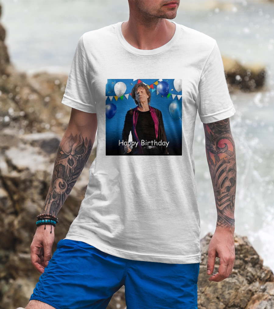Happy Birthday Sir Mick Jagger Balloons And Banners Celebration T-Shirt