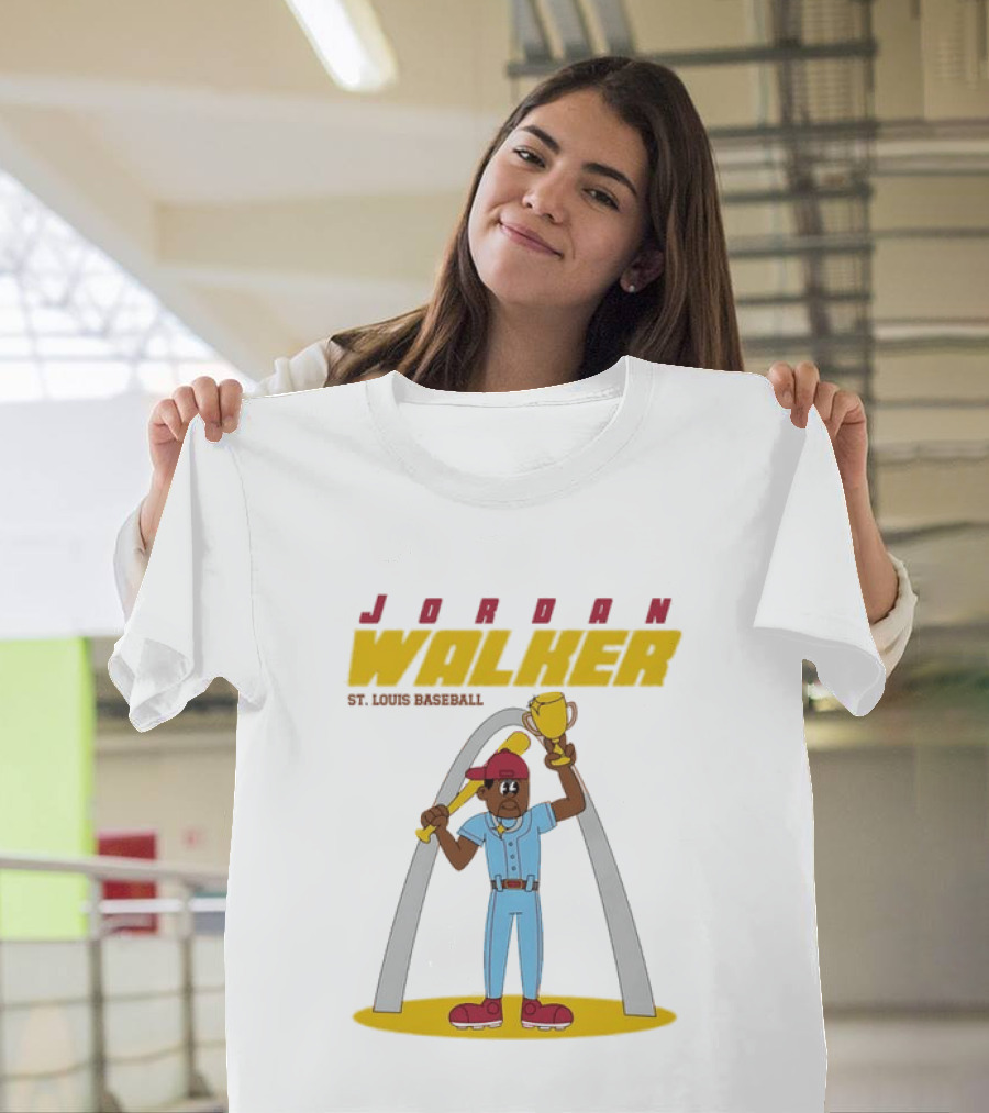 Jordan Walker St. Louis Cardinals MLB Cartoon Character With Trophy And Bat T-Shirt
