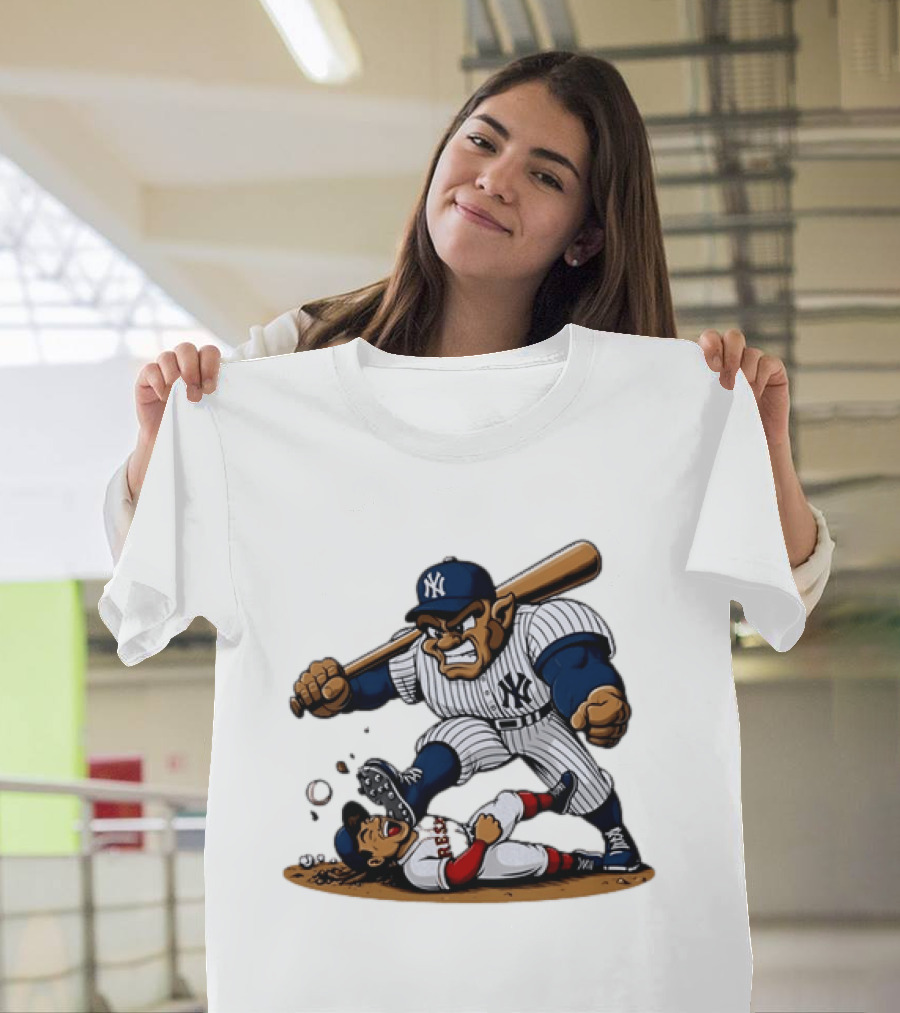 Yankees Vs Red Sox Cartoon Rivalry Yankees Player Dominance Over Red Sox Player T-Shirt