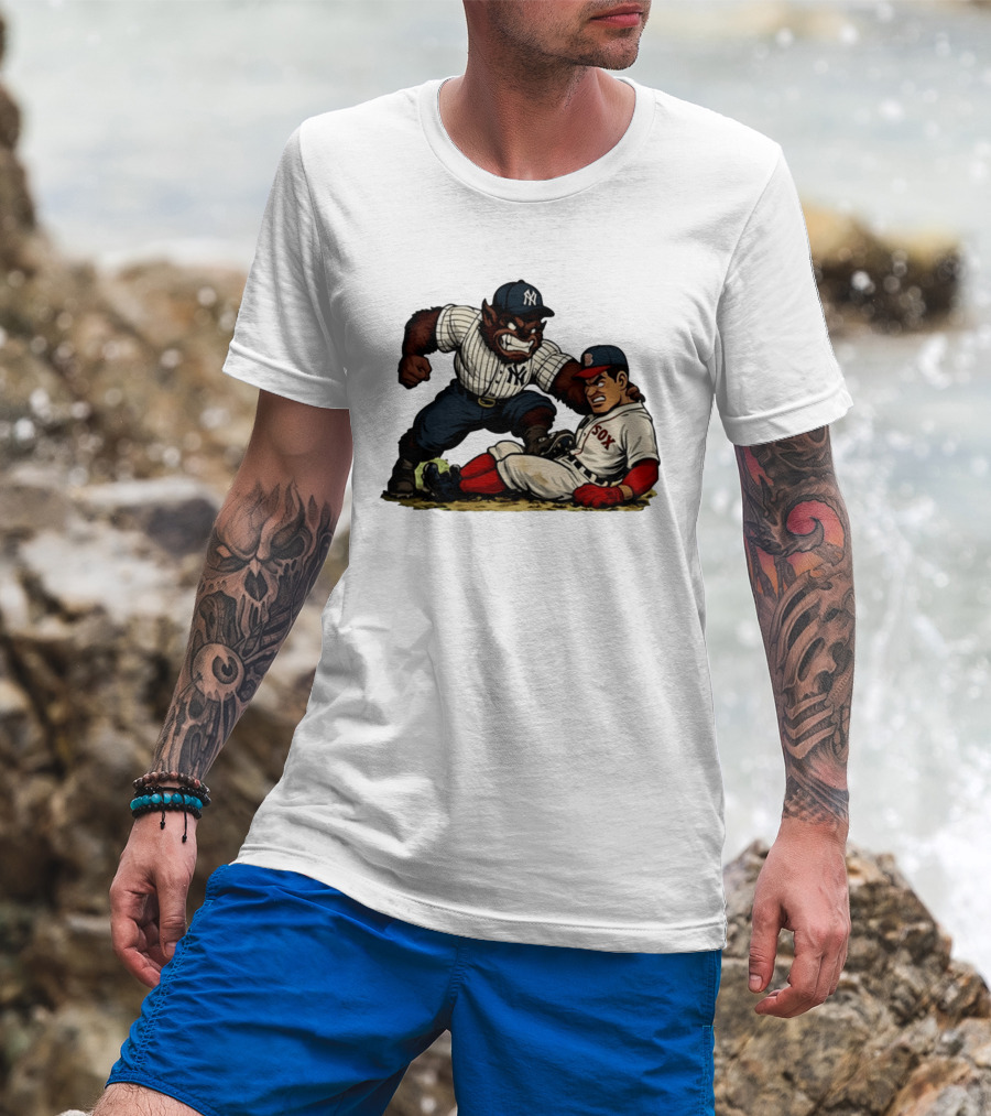 New York Yankees Werewolf Vs Boston Red Sox Player Showdown T-Shirt