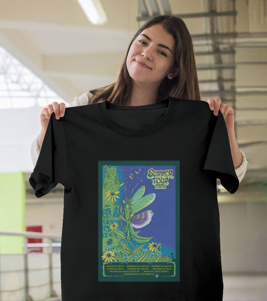 Phish Summer Tour 2026 Madison To Commerce City Dates Floral Grasshopper T-Shirt
