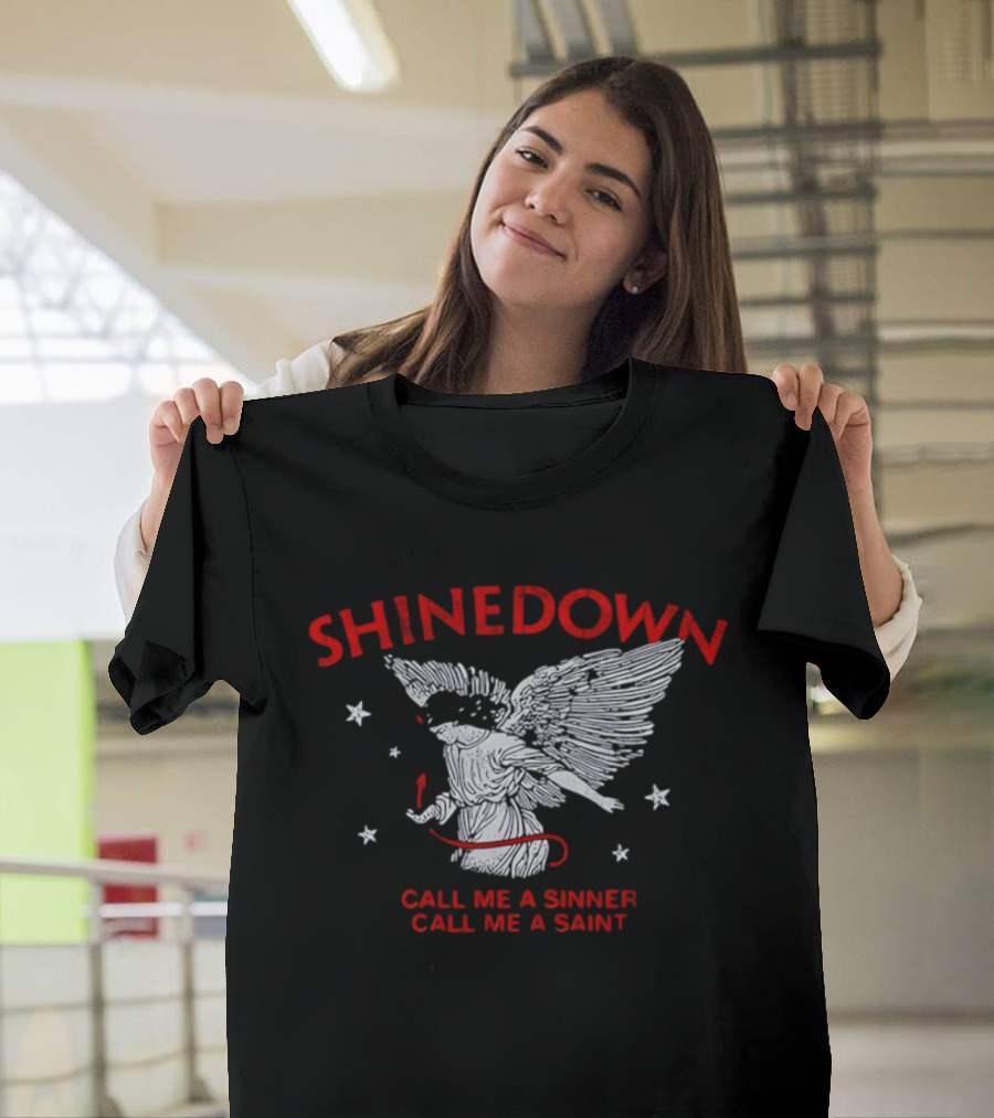 Shinedown Call Me A Sinner Call Me A Saint Angel Wings And Stars T-Shirt
