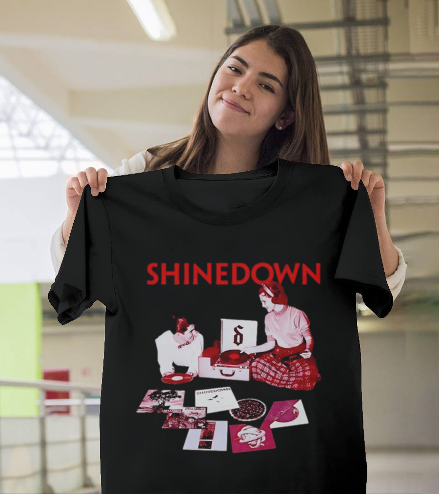 Shinedown Vinyl Record Collage Retro Music Band T-Shirt