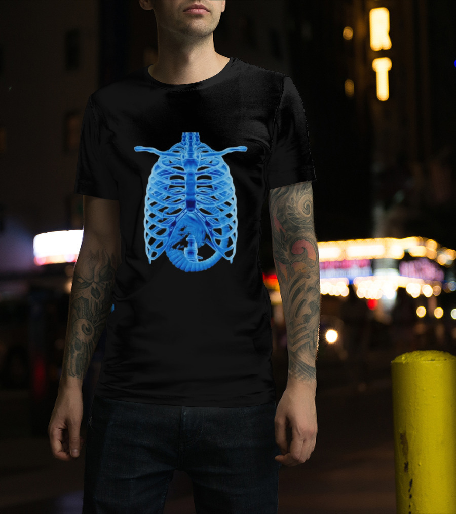 Alien Chestburster X Ray Rib Cage Black T-Shirt
