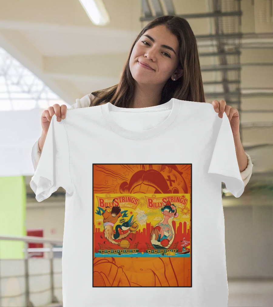 Billy Strings Greatest Show Of All Time Boxing Panels Playful Cartoon T-Shirt