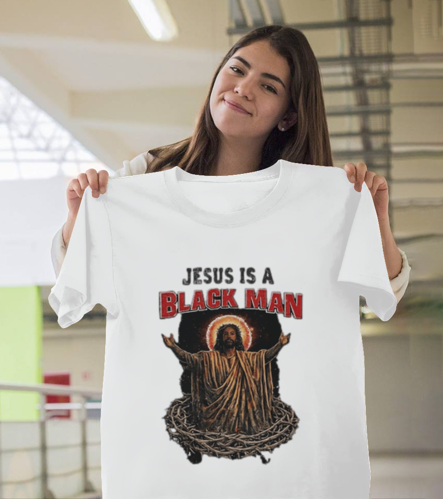 Jesus Is A Black Man With Thorns And Radiant Halo T-Shirt