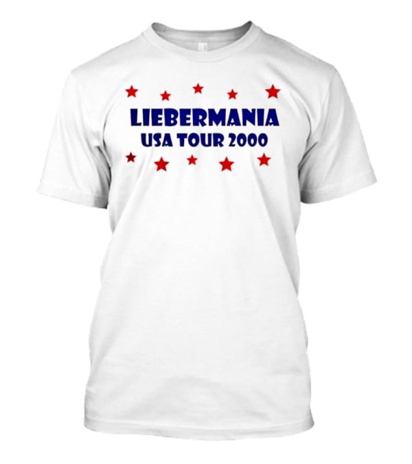Joe Lieberman 2000 Presidential Campaign Liebermania USA Tour 2000 Red Stars T-Shirt