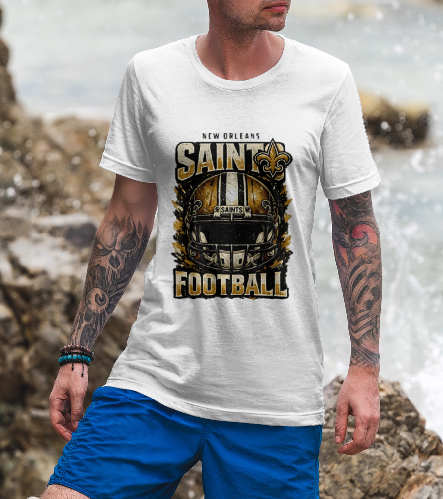 New Orleans Saints Football Helmet Distressed Fleur De Lis T-Shirt