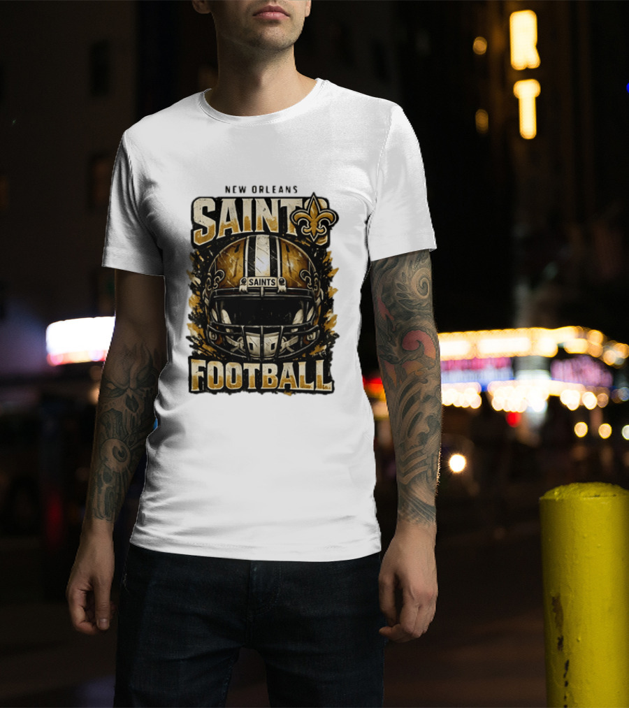 New Orleans Saints Football Helmet Distressed Fleur De Lis T-Shirt