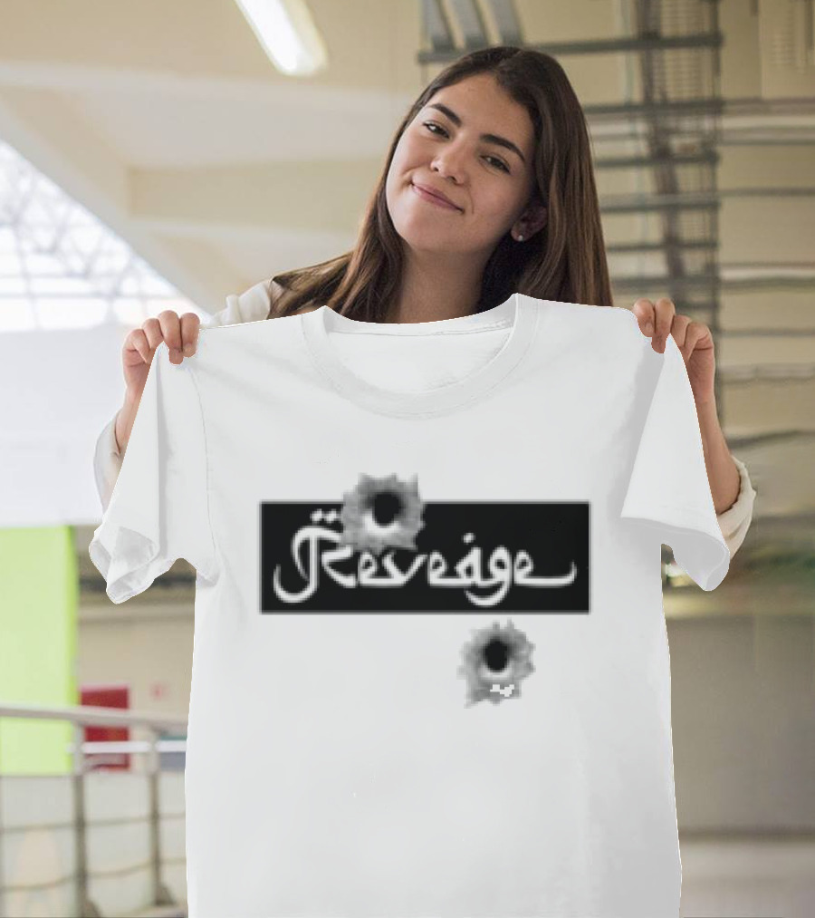 Revenge Arabic Text White Black Fusion T-Shirt