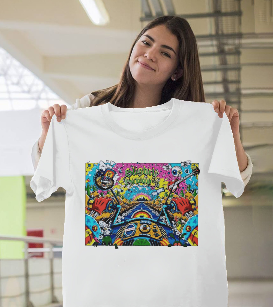 Slightly Stoopid Road Trippin Chicago IL Tour Art Alive Bird Skull Cactus Trippy Vibes T-Shirt