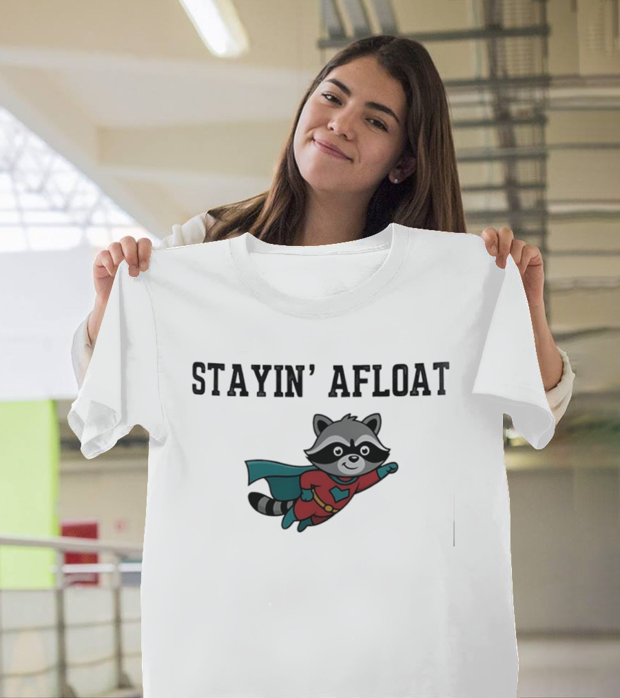 Stayin' Afloat Superhero Raccoon Flying Heroic Animal T-Shirt