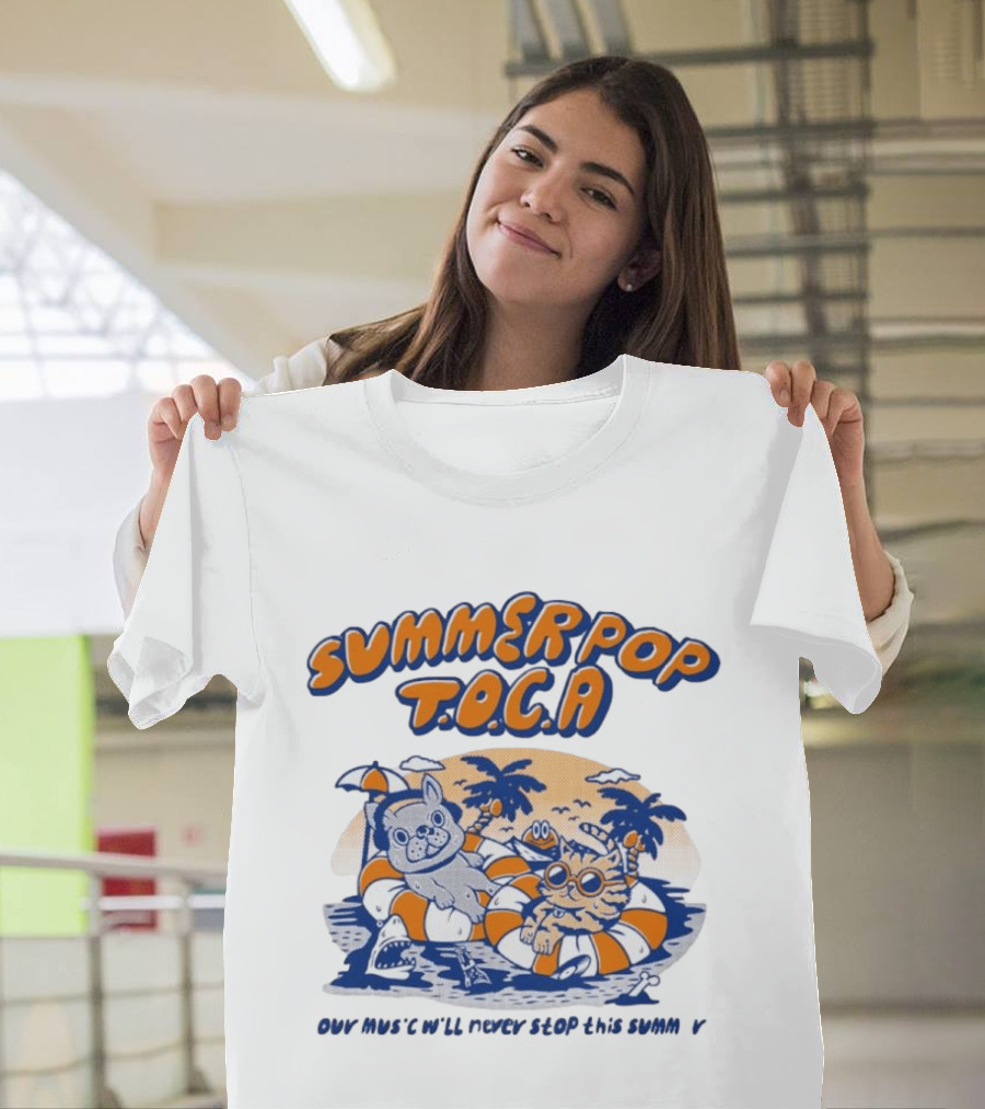 Summer Pop TOCA French Bulldog And Cat Endless Summer Music Vibes T-Shirt