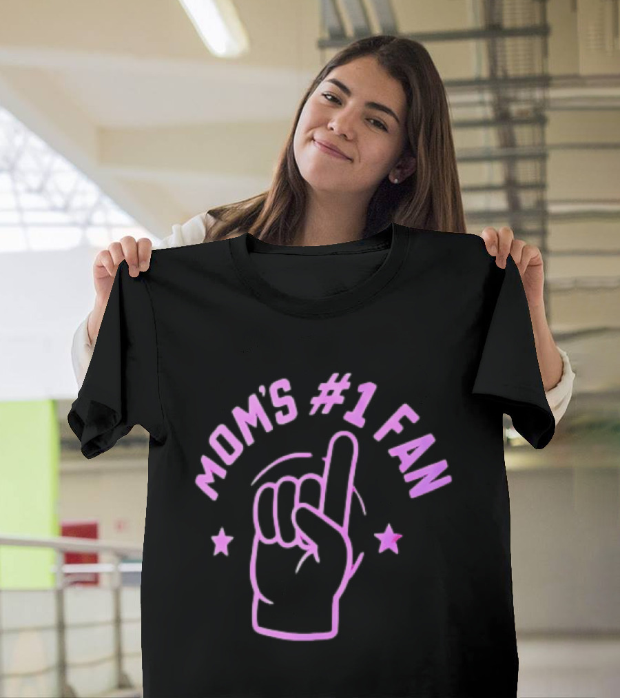 Mom's #1 Fan Hand Gesture Pink T-Shirt