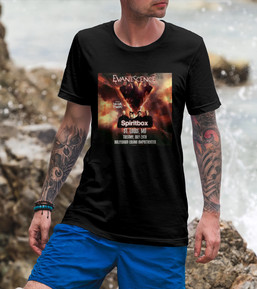 Evanescence Nova Twins Spiritbox Concert St. Louis MO July 28 Hollywood Casino Amphitheater T-Shirt