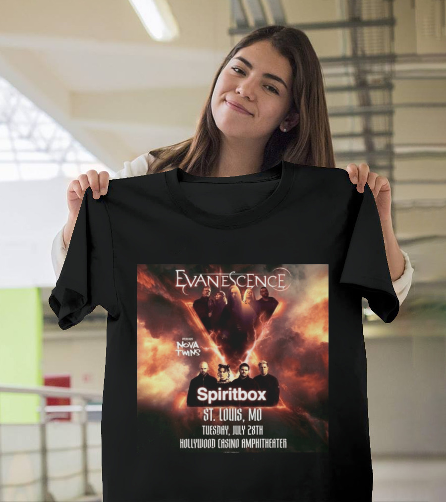 Evanescence Nova Twins Spiritbox Concert St. Louis MO July 28 Hollywood Casino Amphitheater T-Shirt