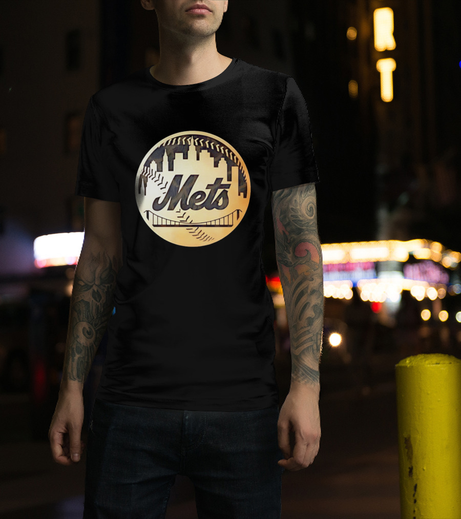New York Mets Baseball Skyline Bridge MLB T-Shirt