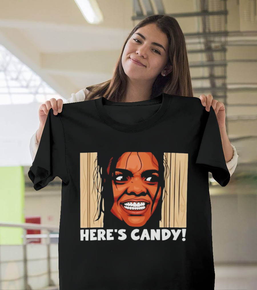 Here's Candy Horror Movie Halloween Face Breaking Through Wood T-Shirt
