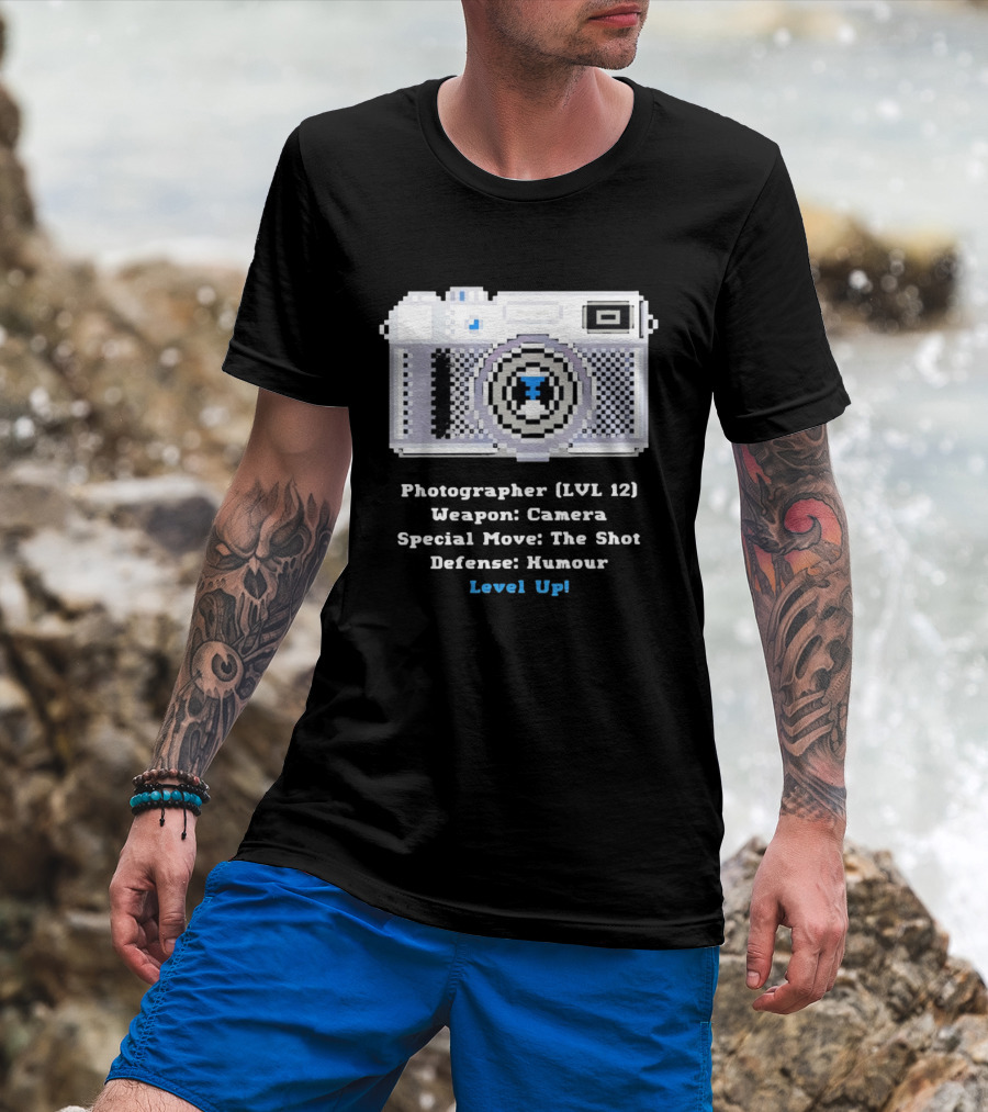 Photographer LVL 12 Weapon Camera Special Move The Shot Defense Humour Level Up T-Shirt