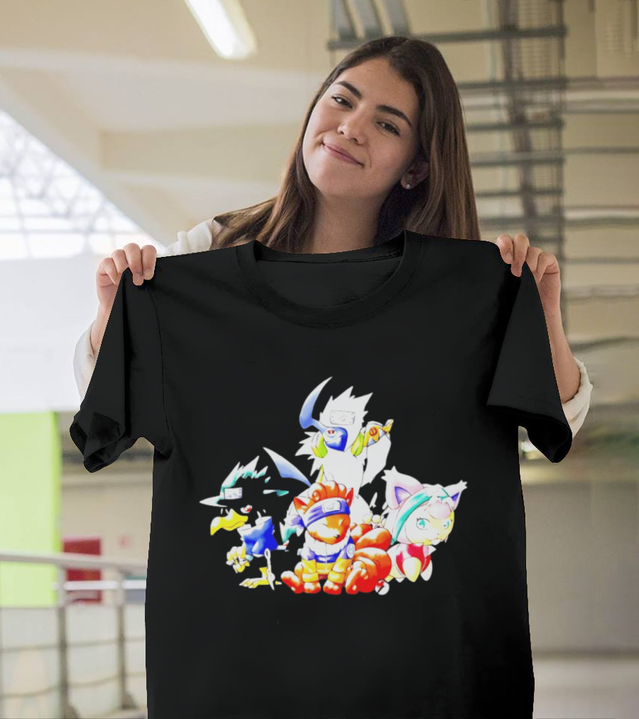 Chibi Pokemon Naruto Crossover With Animal Characters T-Shirt