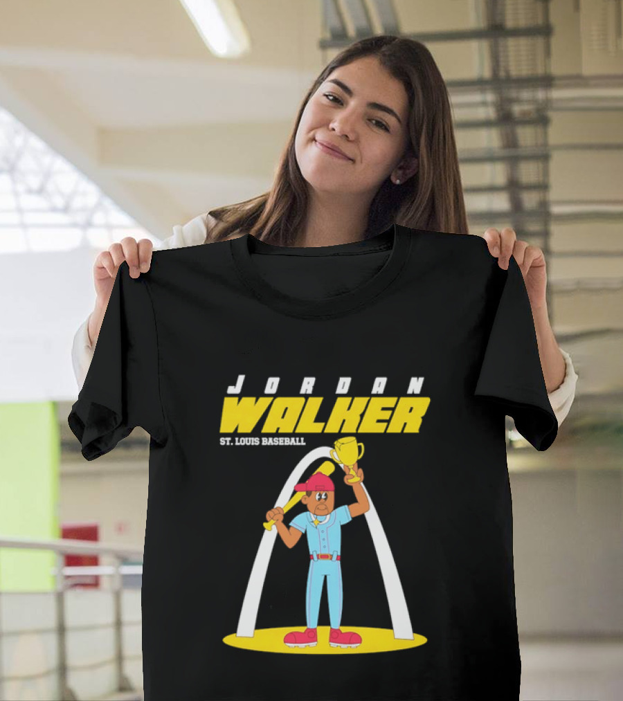 Jordan Walker St. Louis Baseball Cartoon Player Trophy Arch T-Shirt