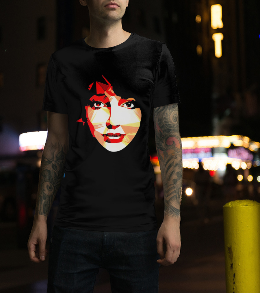 Kate Bush Geometric Pop Singer Red Orange Faceted T-Shirt