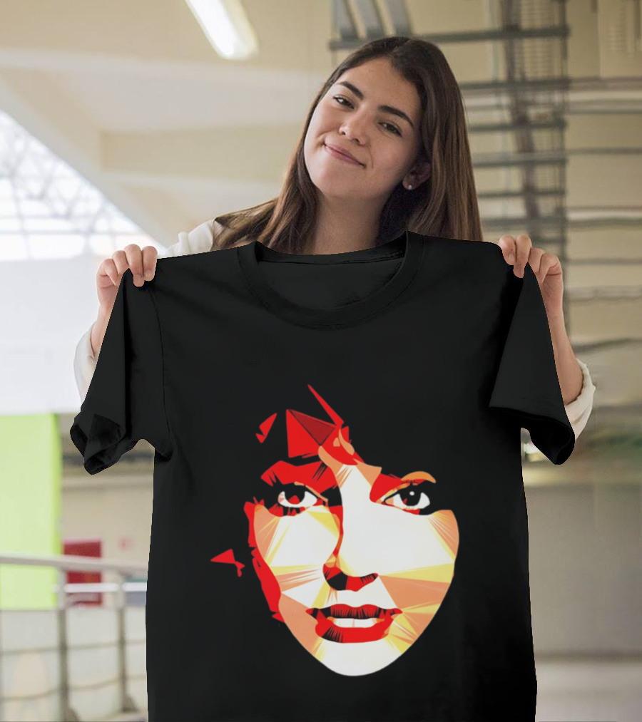 Kate Bush Geometric Pop Singer Red Orange Faceted T-Shirt