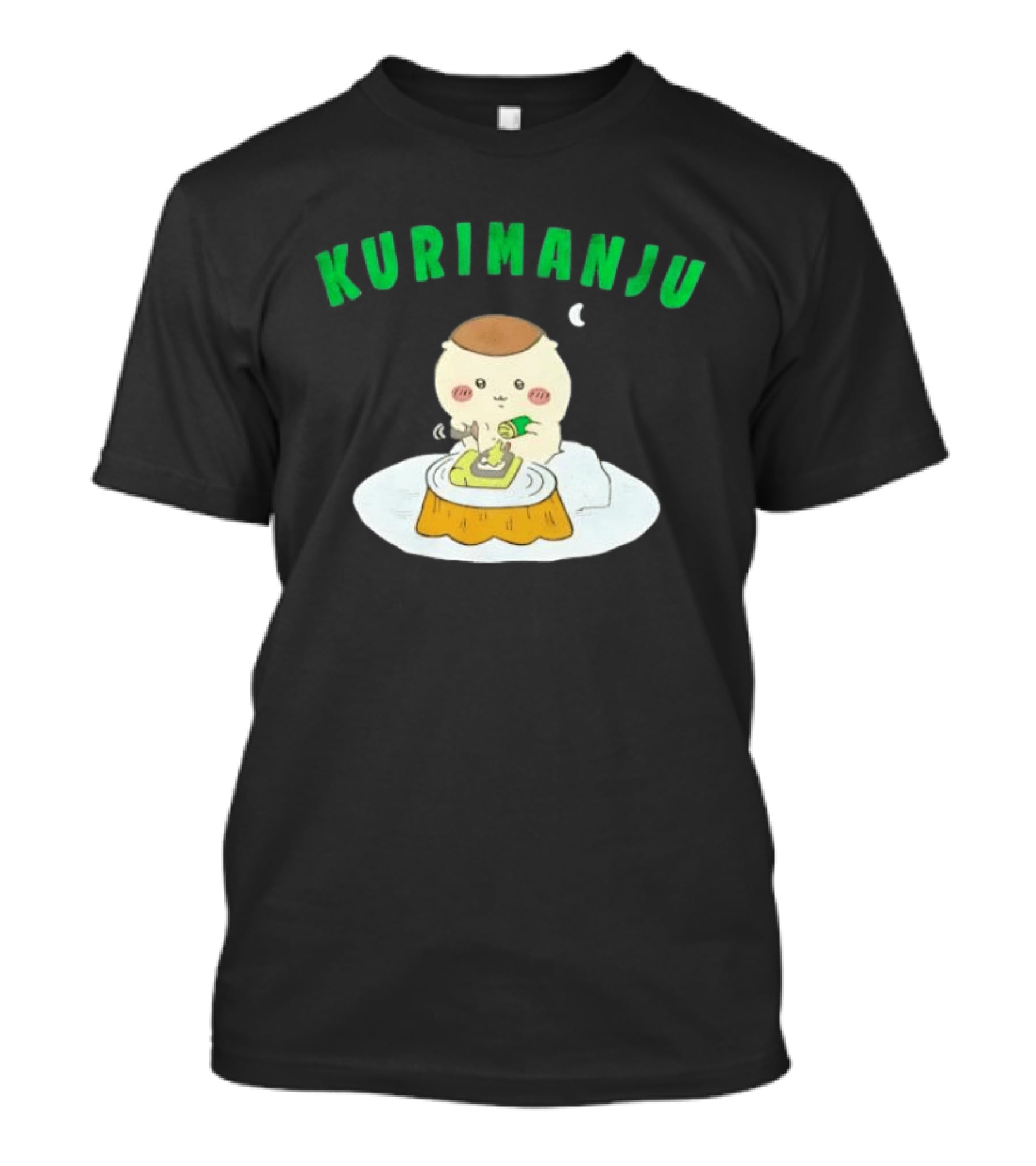 Kurimanju Chiikawa Eating At Night On Tree Stump T-Shirt