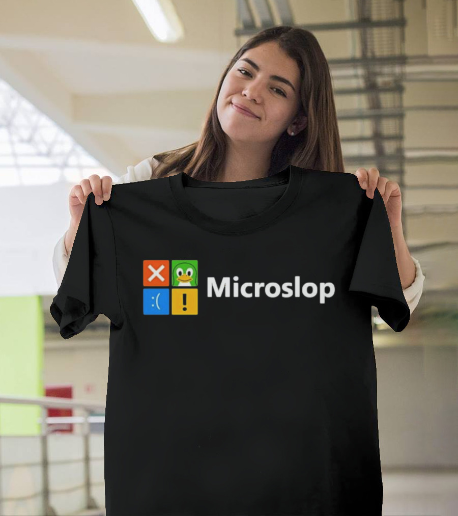 Microslop Linux Penguin Error Icon Blocks T-Shirt