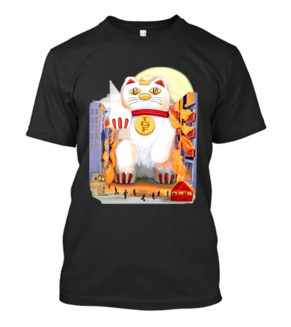 TGF Lucky Cat Maneki Neko Giant Cat City Destruction T-Shirt