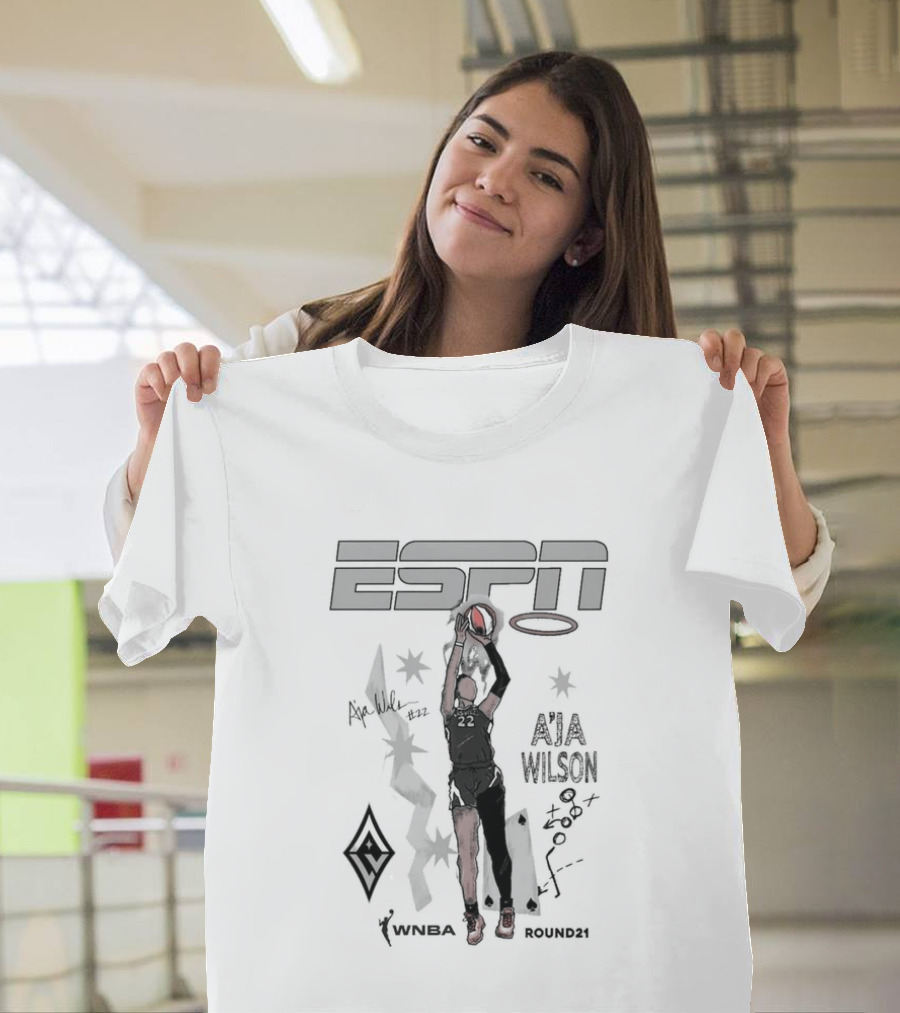 A'ja Wilson Las Vegas Aces ESPN Round21 Player T-Shirt