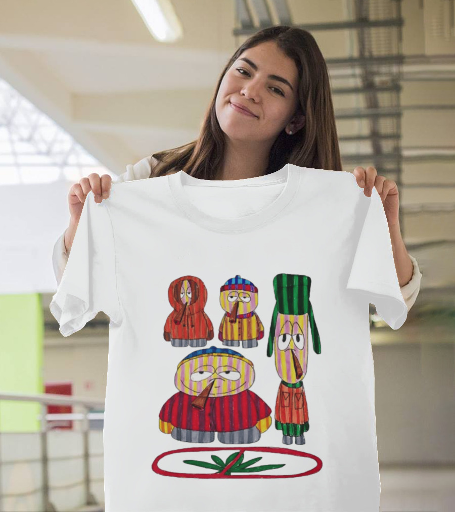 Cartman Stan Kyle Kenny South Park Characters Smoking No Weed Prohibition T-Shirt