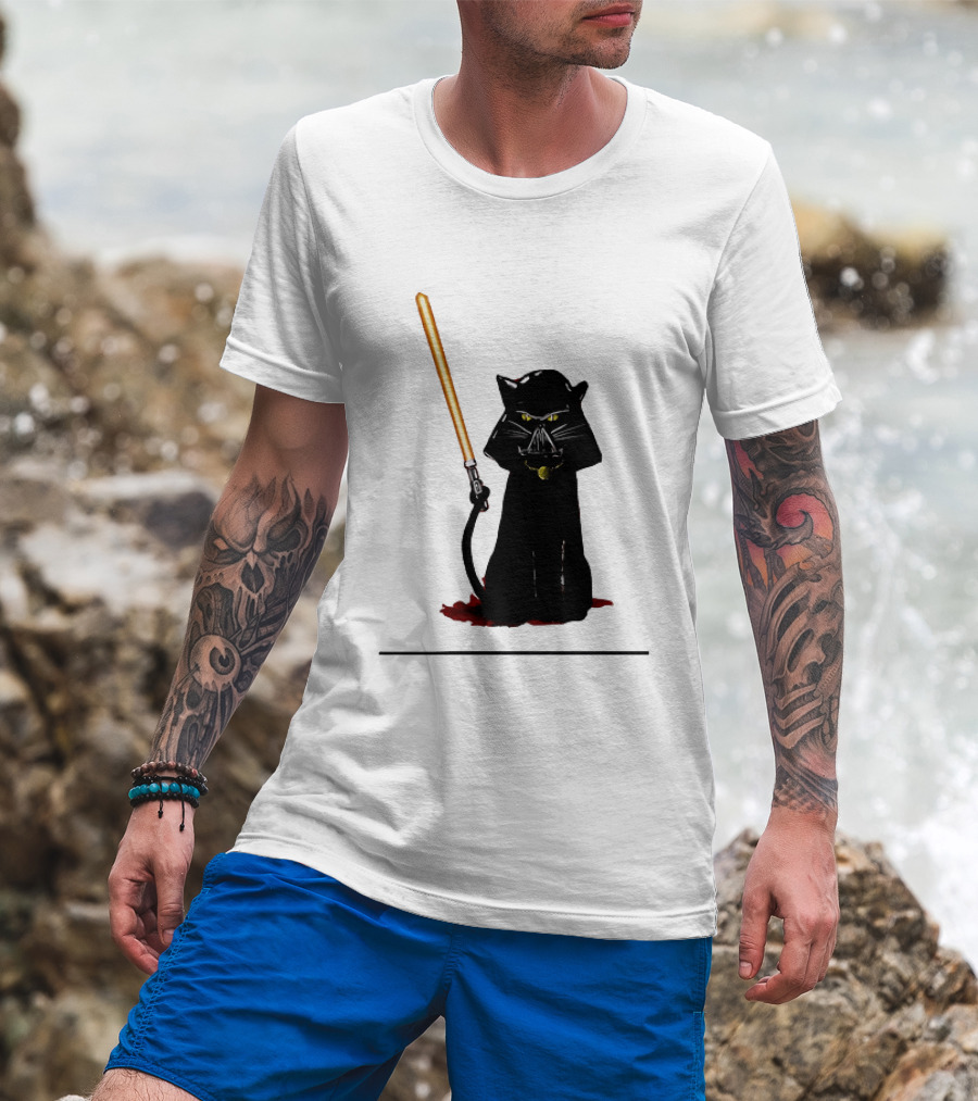 Darth Vader Cat Lightsaber Star Wars T-Shirt