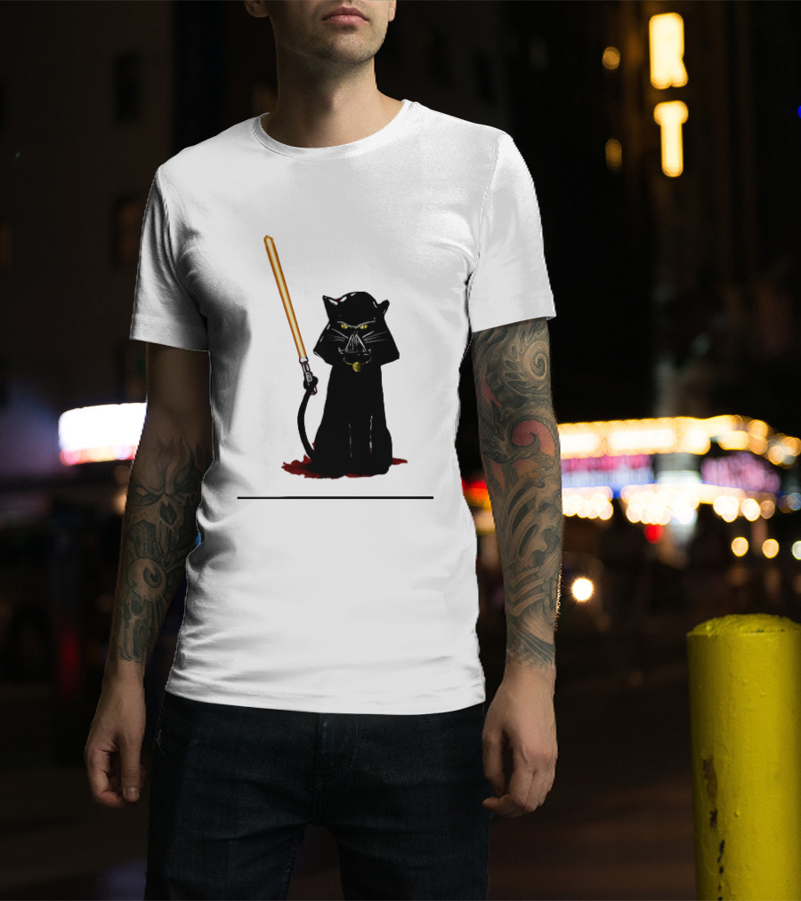 Darth Vader Cat Lightsaber Star Wars T-Shirt