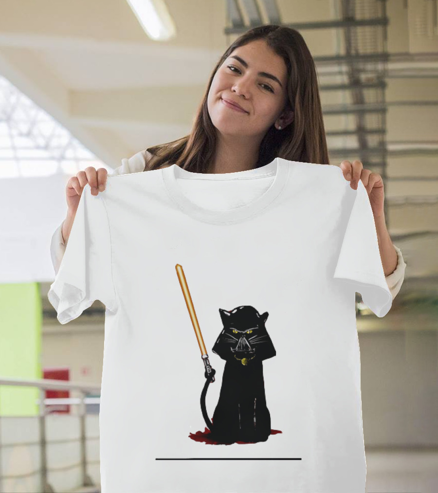 Darth Vader Cat Lightsaber Star Wars T-Shirt