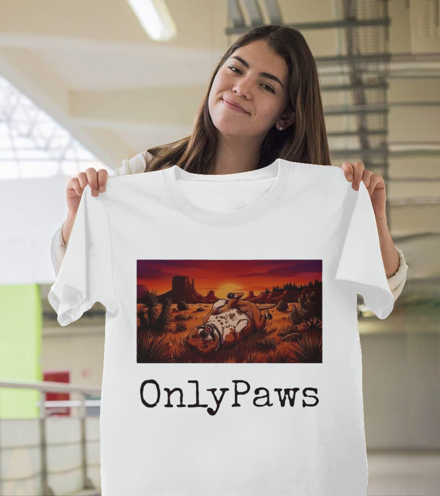 Desert Sunset Playful Pit Bull OnlyPaws Scenic Wonderland T-Shirt