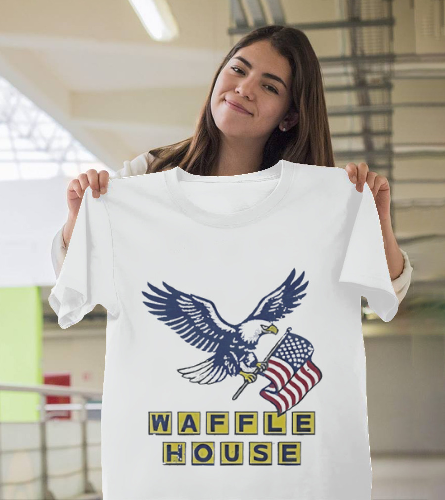 Waffle House Eagle Holding American Flag T-Shirt