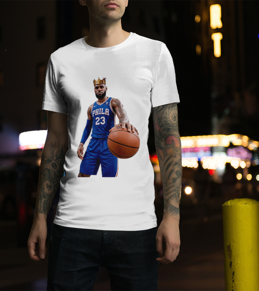 LeBron James King Crown Dribbling Philadelphia 76ers Basketball Player 23 Phila T-Shirt
