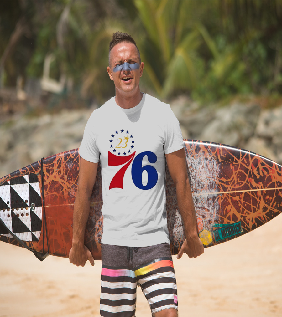 LeBron James 23 Philadelphia 76ers Inspired Number Stars T-Shirt