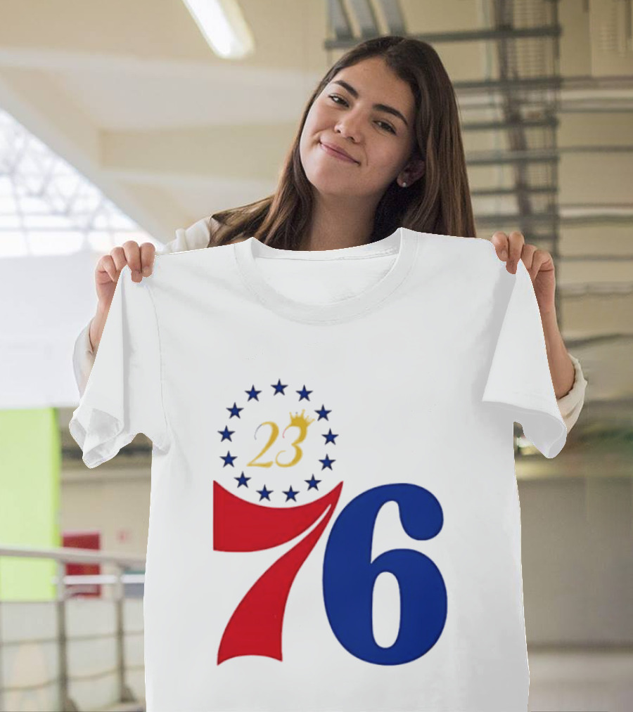 LeBron James 23 Philadelphia 76ers Inspired Number Stars T-Shirt