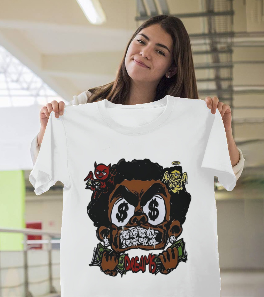 Dreams Money Cartoon Streetwear Dollar Eye Angel Devil T-Shirt