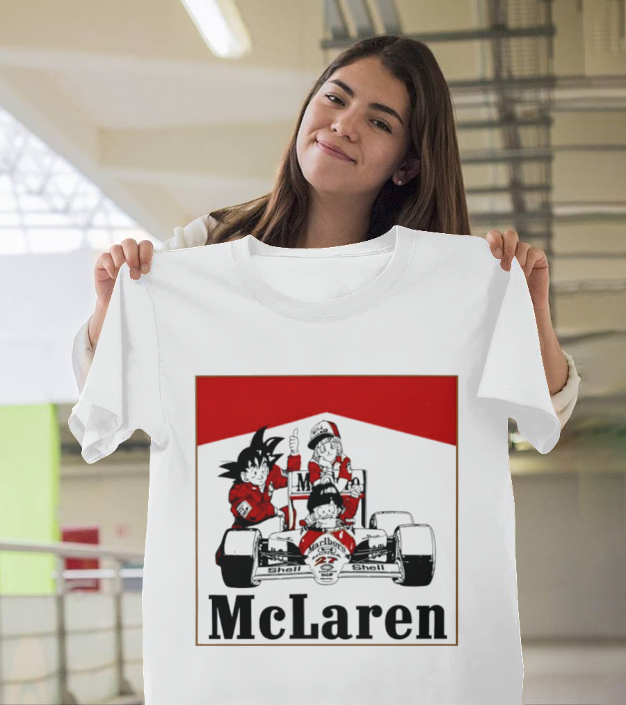 Goku Bulma Senbei McLaren Honda Marlboro Shell 27 Anime Racing Team Formula 1 T-Shirt
