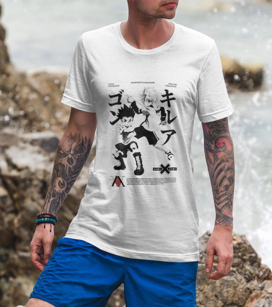 Gon Freecss Killua Zoldyck Hunter X Hunter Japanese Text Adventure Duo T-Shirt