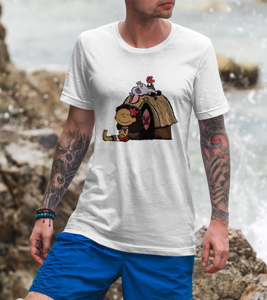 Moana Pua Heihei Peanuts Doghouse Cartoon T-Shirt