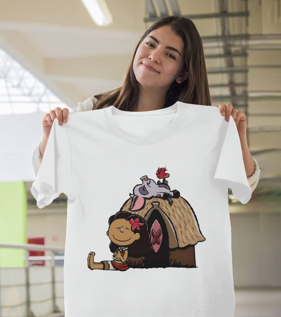 Moana Pua Heihei Peanuts Doghouse Cartoon T-Shirt