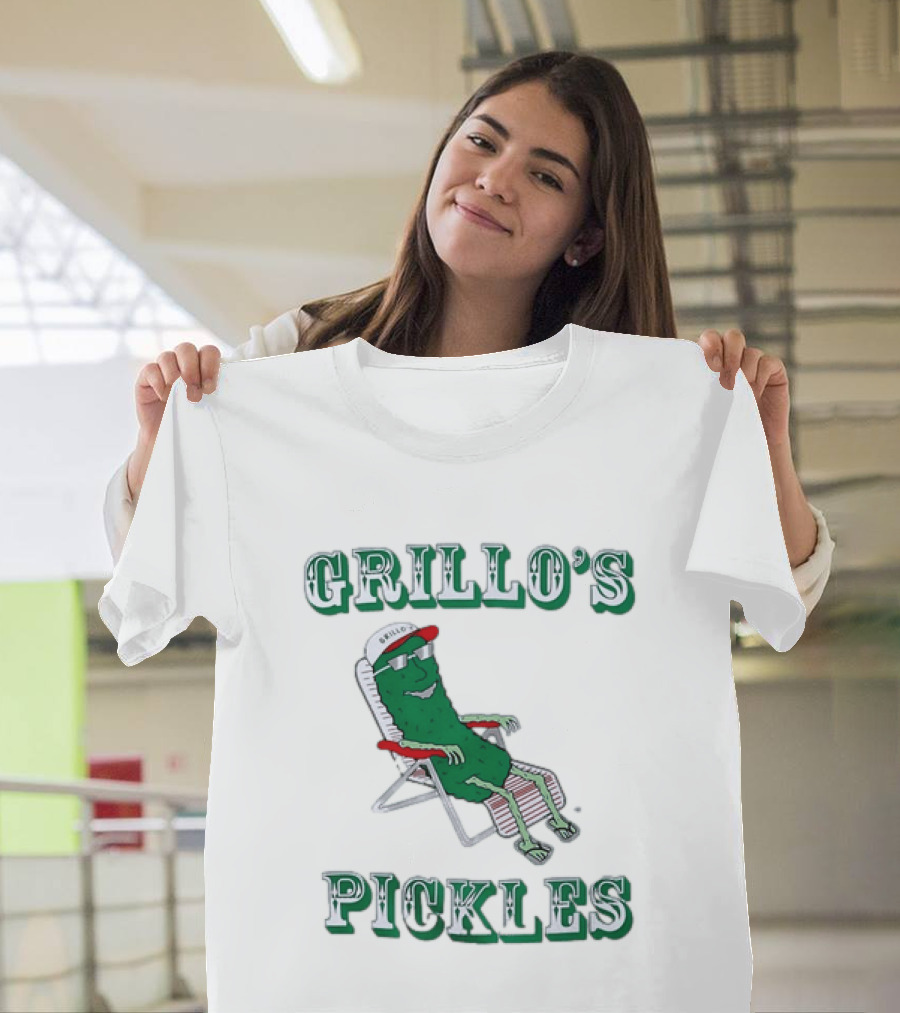 Grillo's Pickles Chill Pickle Relaxing In Chair T-Shirt