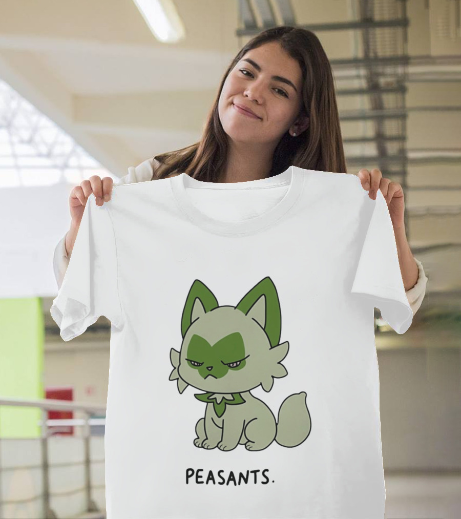 Sprigatito Peasants Meme Pokemon Cat Image Text Purr Delusion T-Shirt