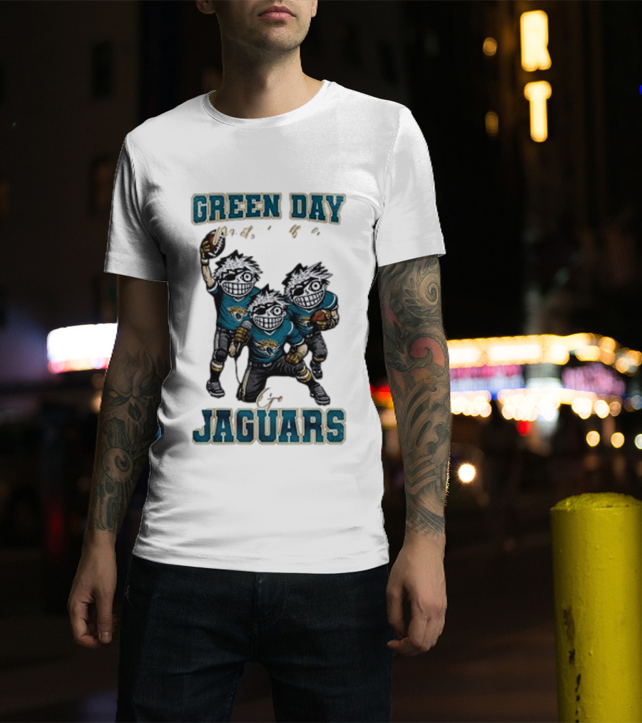 Green Day Jacksonville Jaguars Crossover With Football Characters T-Shirt