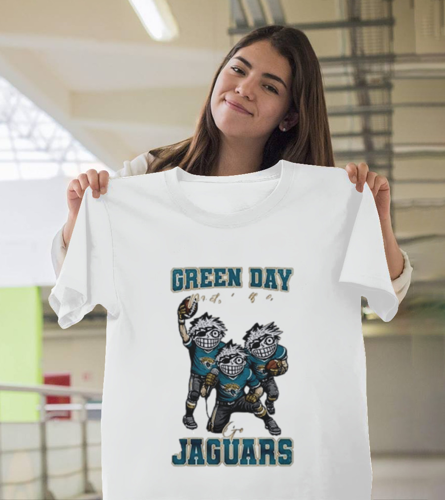 Green Day Jacksonville Jaguars Crossover With Football Characters T-Shirt