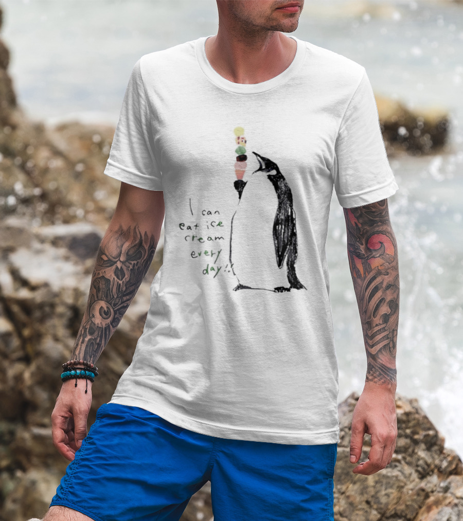 Penguin Eating Ice Cream I Can Eat Ice Cream Every Day T-Shirt